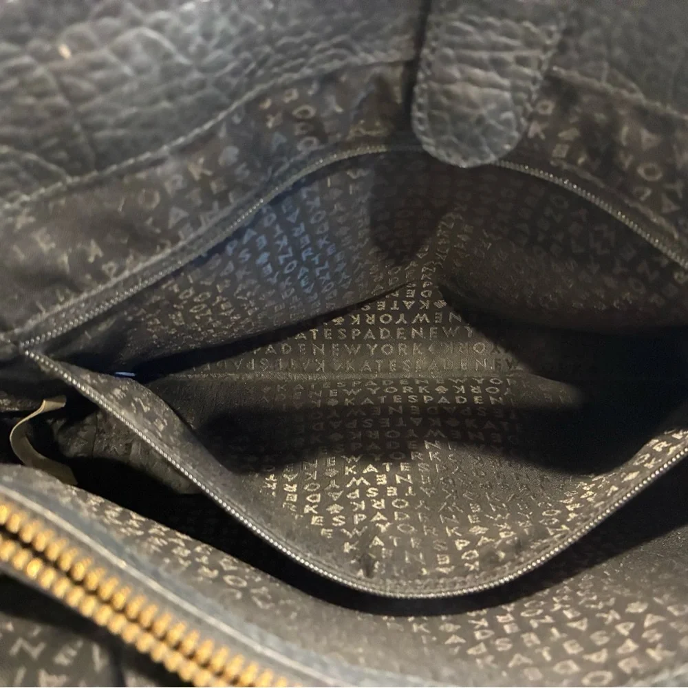 Kate Spade Tote Purse Black with gold accent and lattice detail - Picture 9 of 14